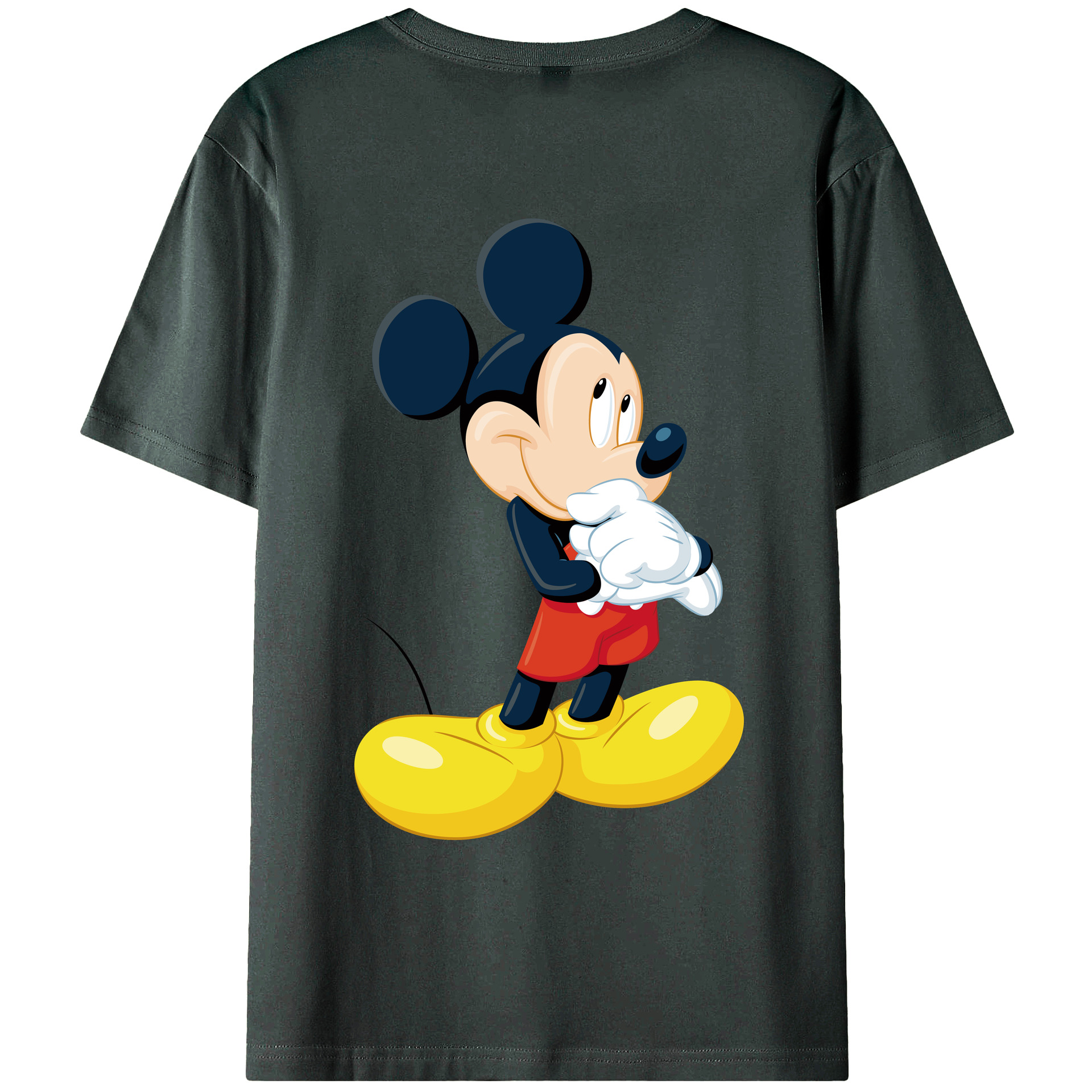 ミッキーマウス Mickey Mouse 綿100％ メンズ半袖Tシャツ（バックプリント） 通気性
